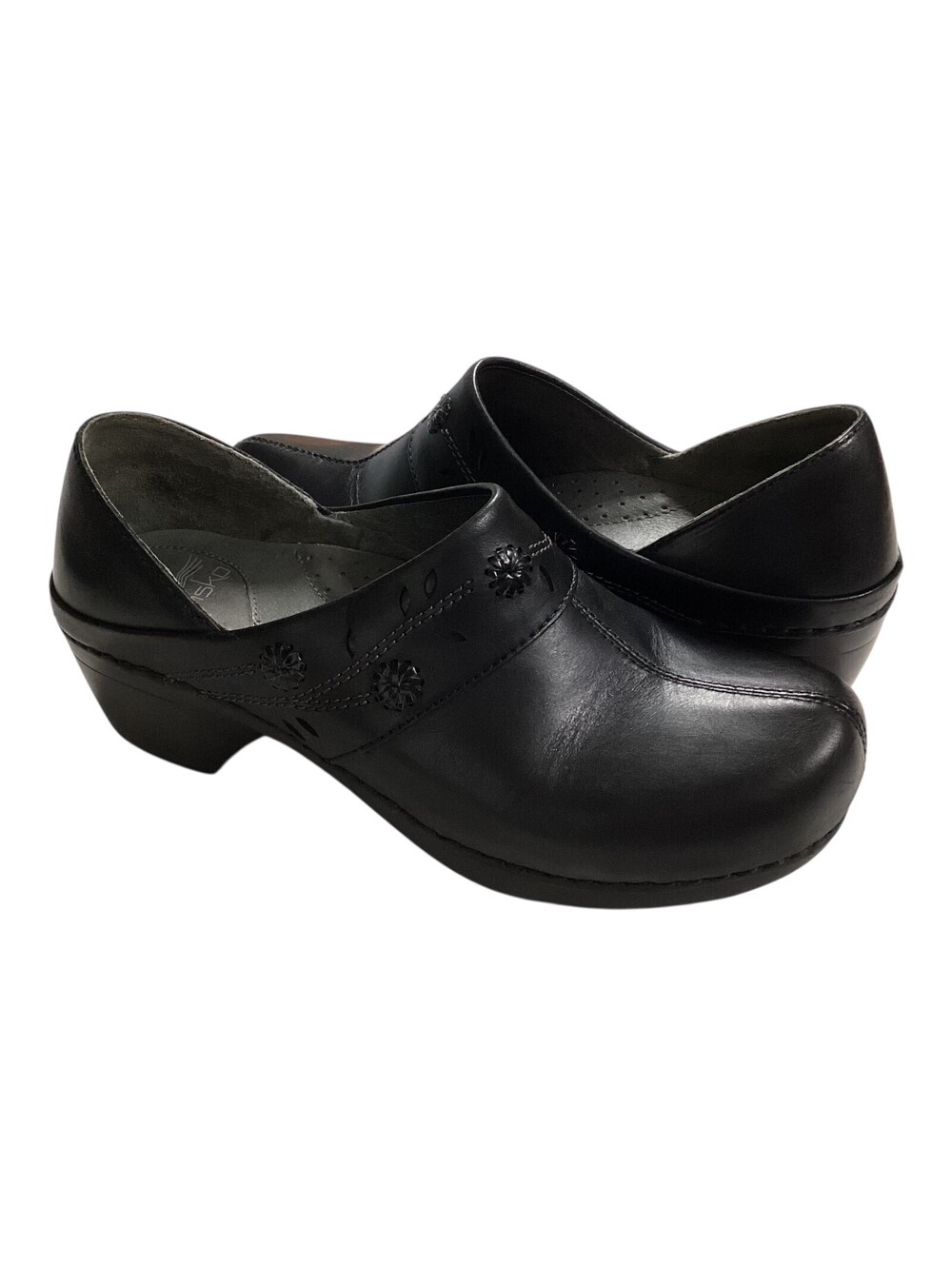 DANSKO Professional Floral Embellished Clogs Slip On Shoes Black Sz 39/9 EUC